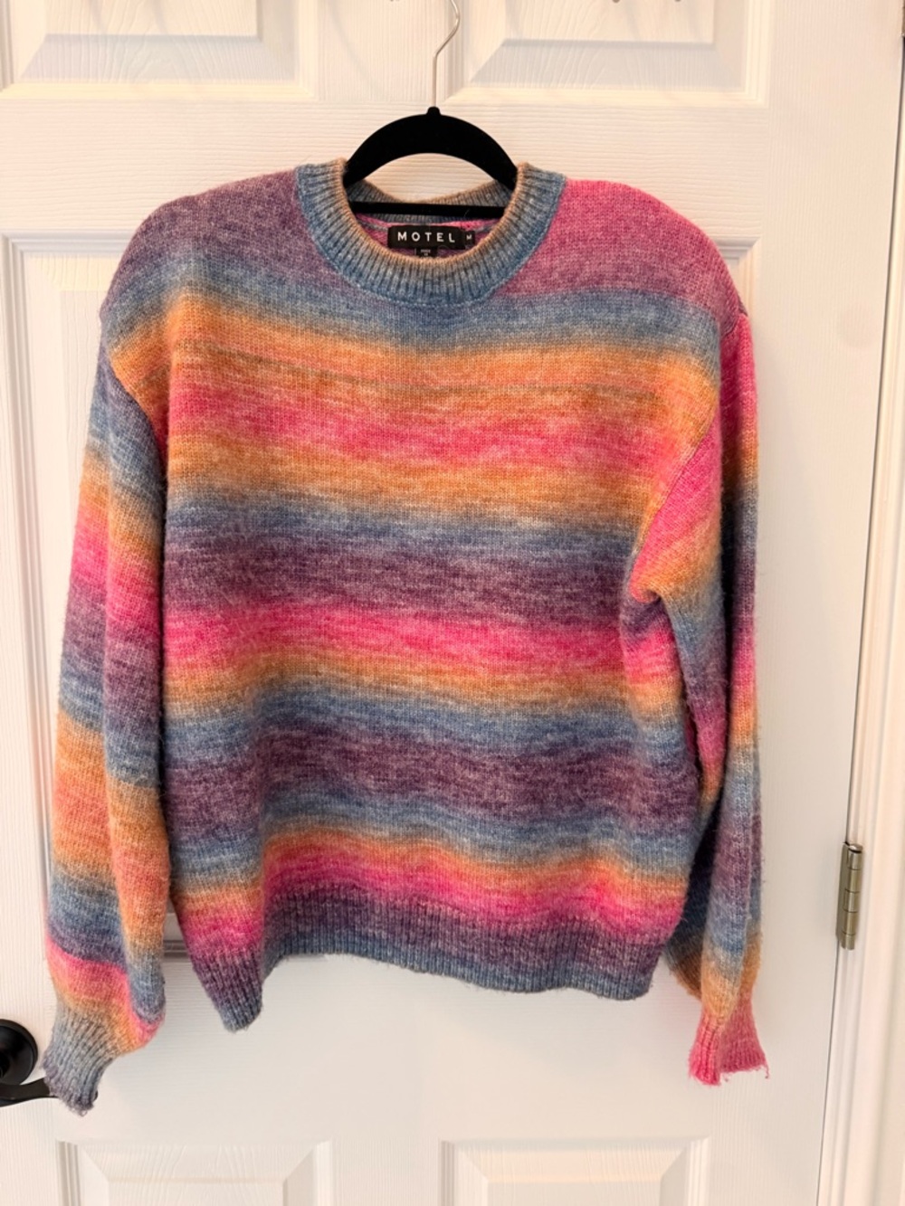 Motel  Multicolor Striped Crewneck Sweater - Pink & Blue